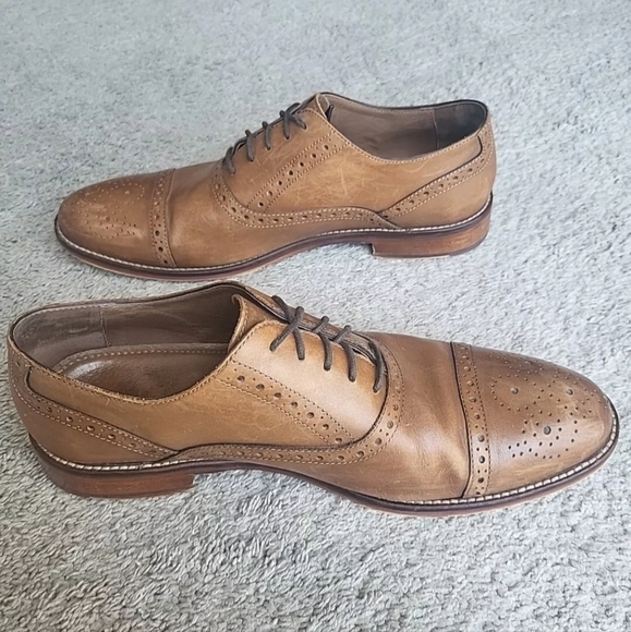 Johnston & Murphy Oxford Shoes Mens 10M Tan Leather Dress Cap Toe Conard 23-8682 - Picture 6 of 14